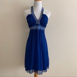 Blue and silver cocktail dress